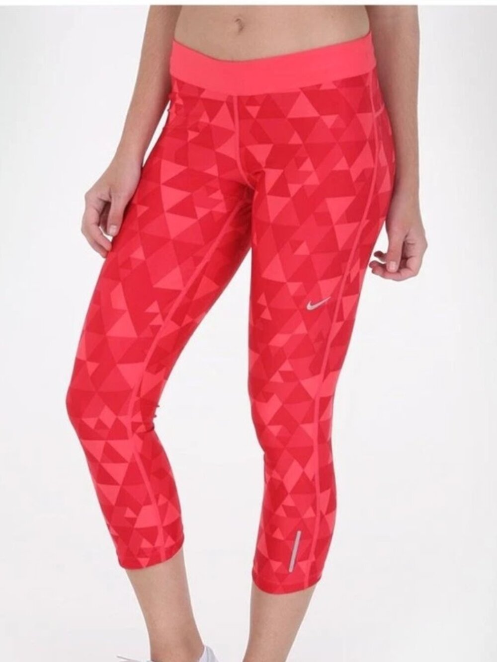 Nike Dri-Fit Printed Relay Pink Running Gym Yoga Capri Active Tights Women's Med